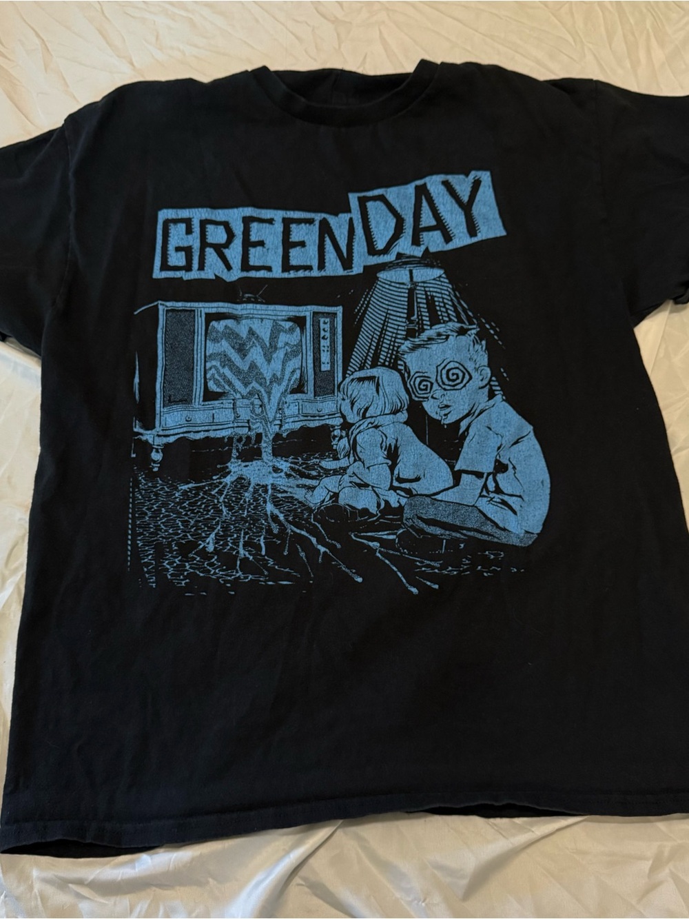 Green Day Men's Short-Sleeve Graphic Tee - Black with Blue Print
